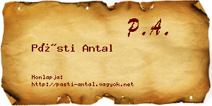 Pásti Antal névjegykártya